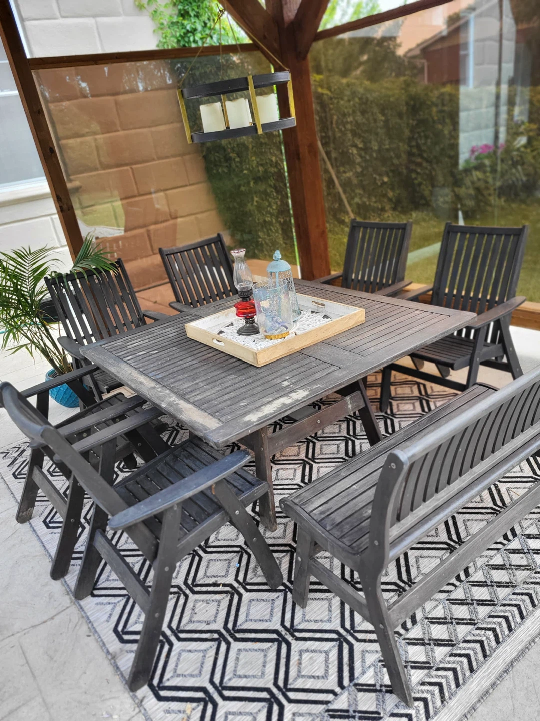 Jensen Leisure Outdoor Dining Set - Table, 4 Chairs & Bench - photo 3