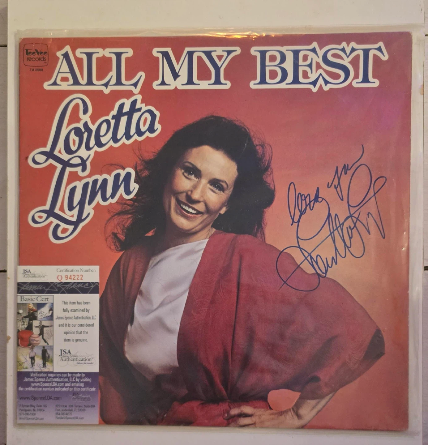 Loretta Lynn All My Best Signed Vinyl Record