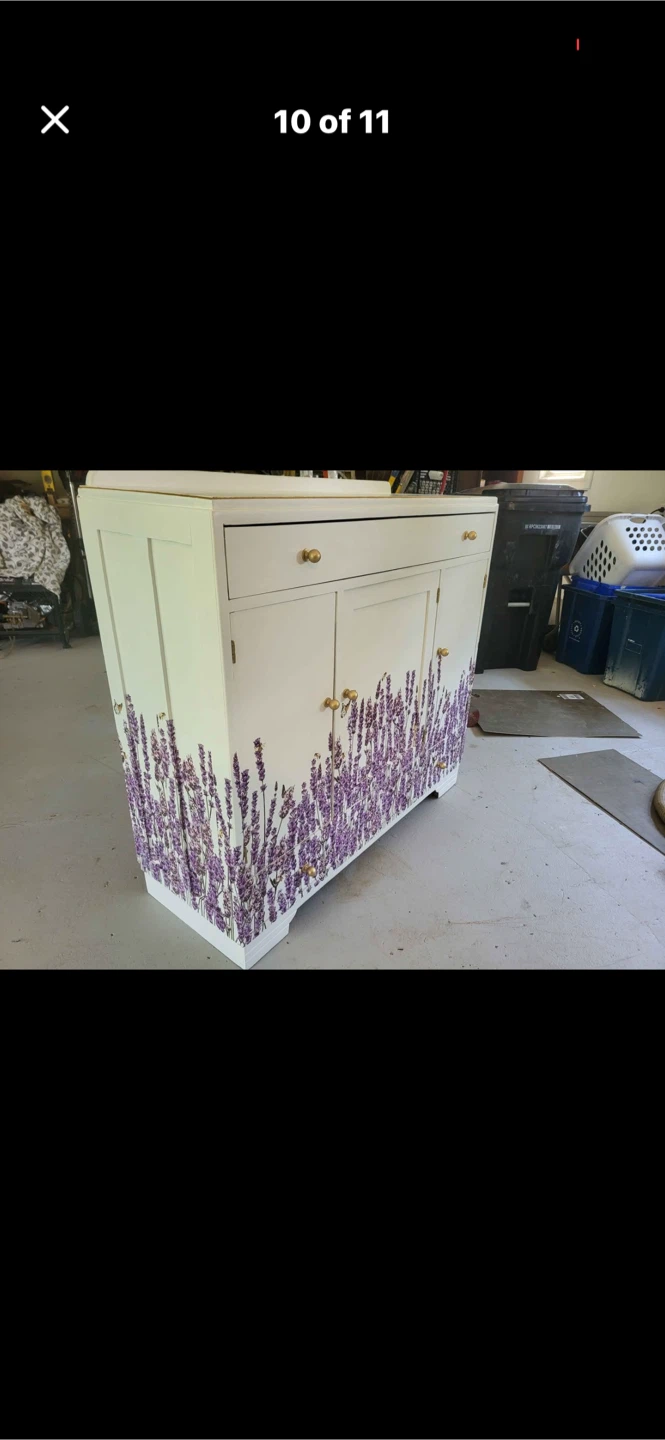 White Accent Cabinet with Lavender Decal - photo 2