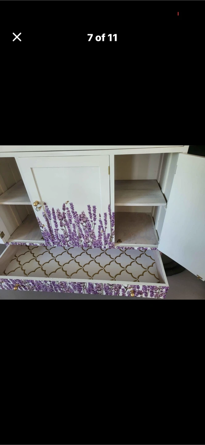 White Accent Cabinet with Lavender Decal - photo 3