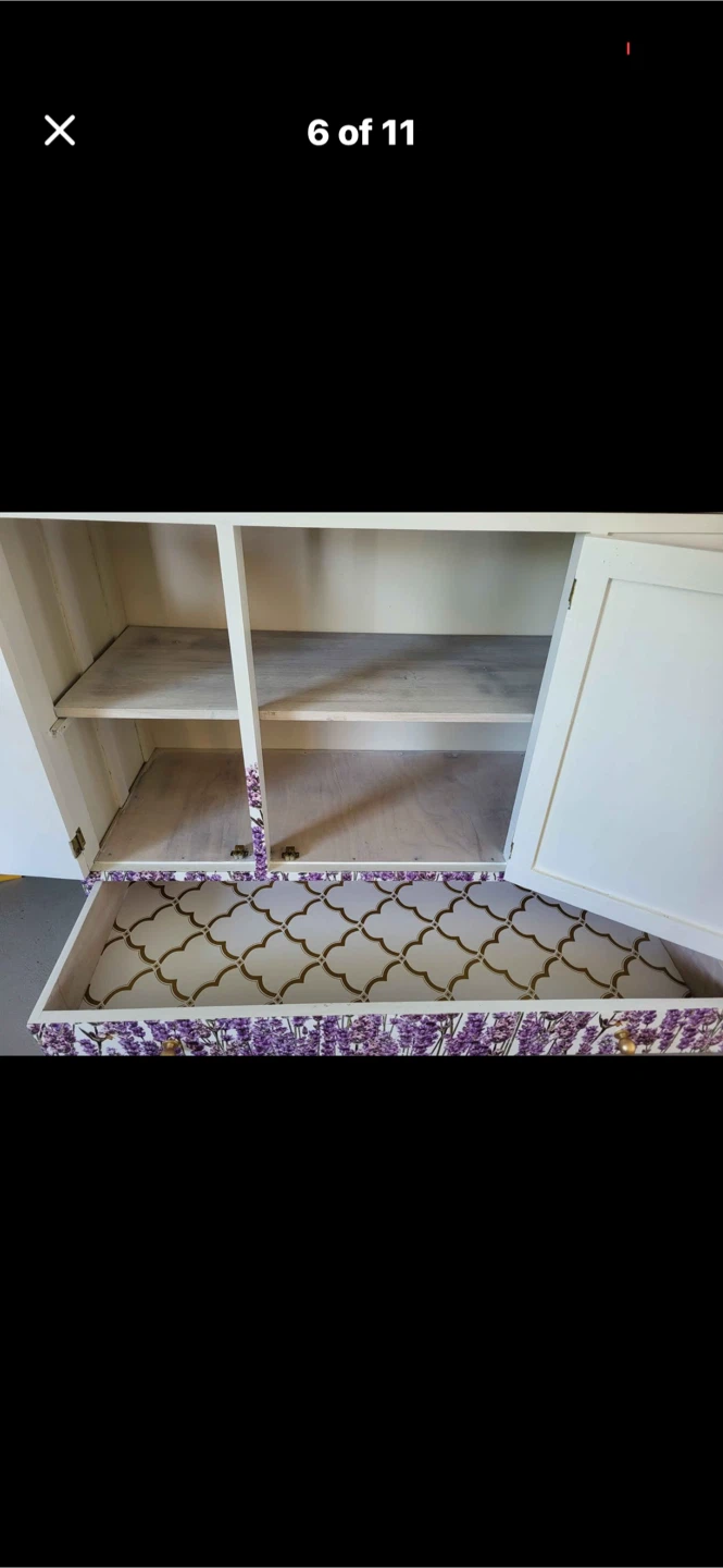 White Accent Cabinet with Lavender Decal - photo 5
