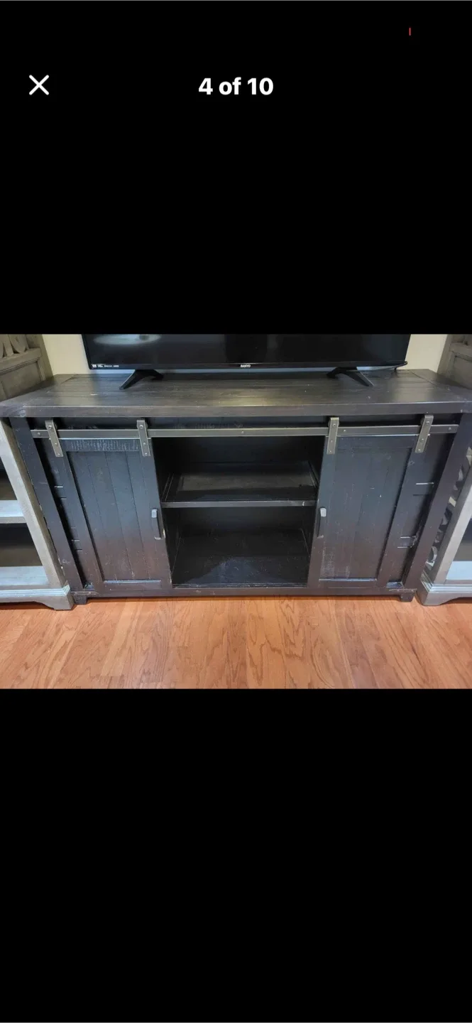 Laurel Foundry Dark Wood Media Console with Sliding Barn Doors - photo 2