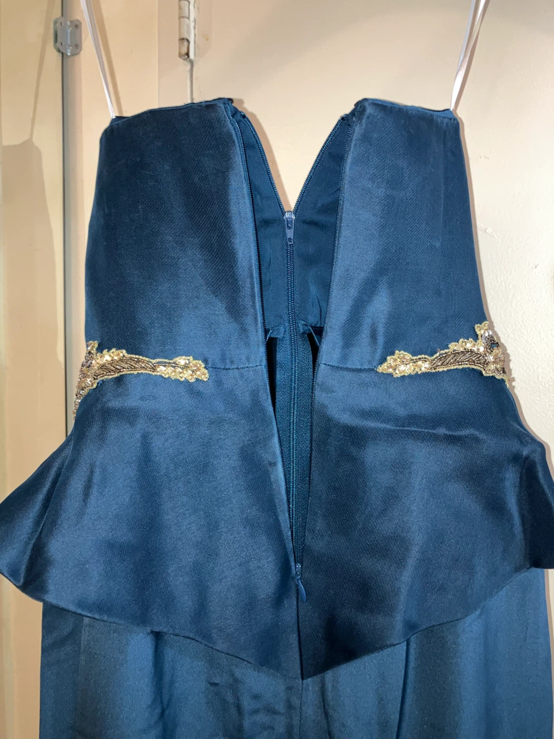 Teal Strapless Gown with Beaded Embellishment - photo 5