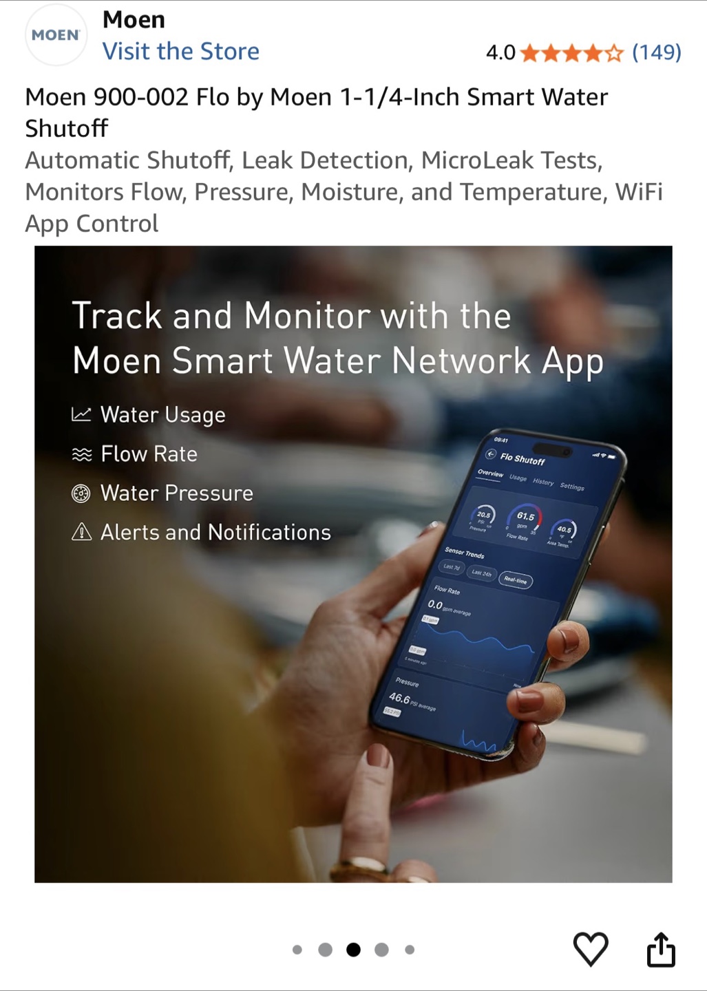 MSRP $1400+ Moen 900-002 Flo 1-1/4-Inch Smart Water Shutoff - photo 4