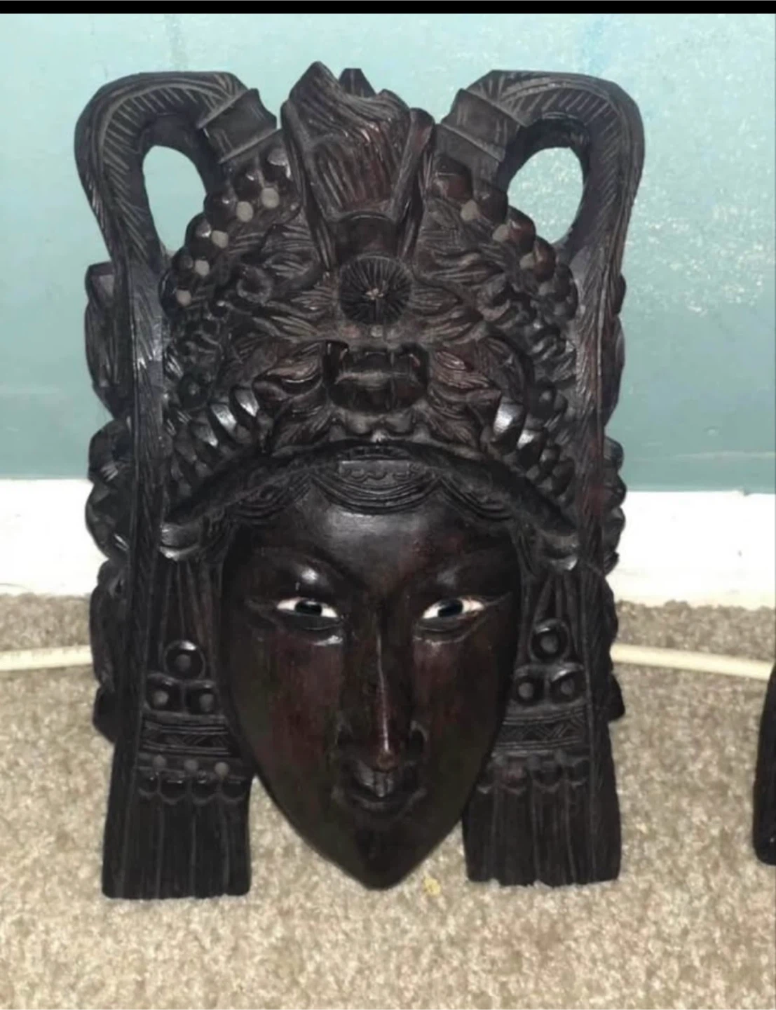 Vintage Hand-Carved Wooden Asian Masks - Set of 2 - photo 2