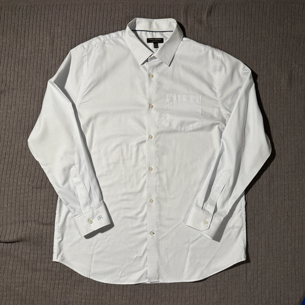 Banana Republic Linen Dress Shirt Size XXL - White/Blue - photo 2