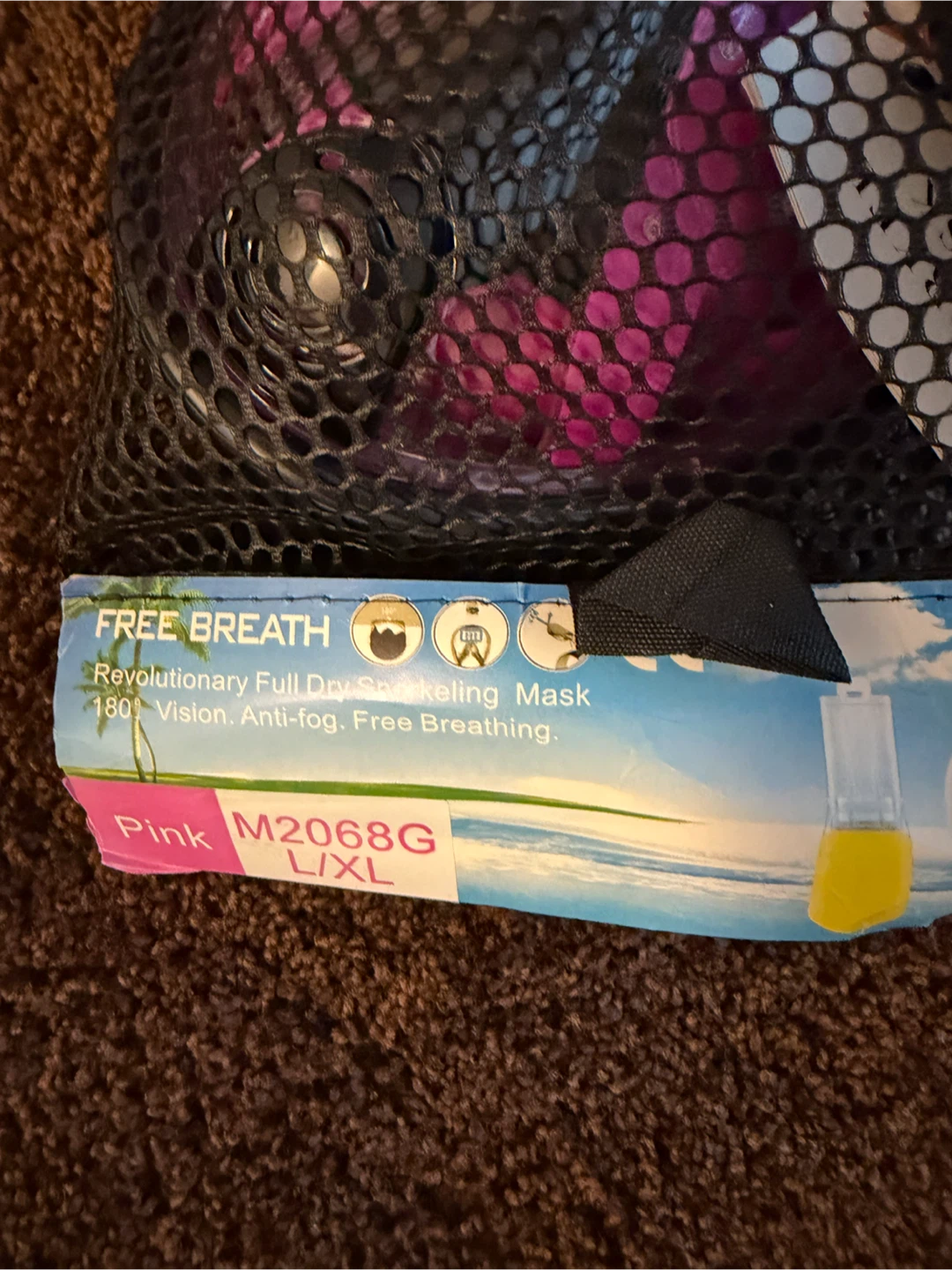 FREE BREATH Full Dry Snorkeling Mask L/XL Pink - photo 2