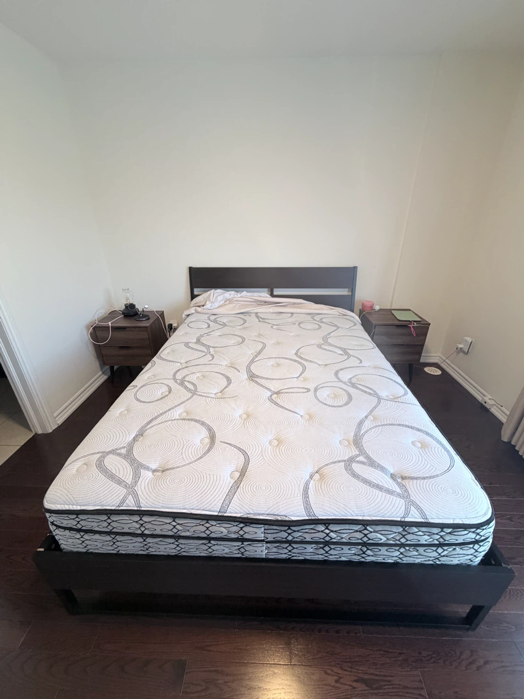 IKEA Queen Bed Frame + Mattress + Mattress Protector - photo 2