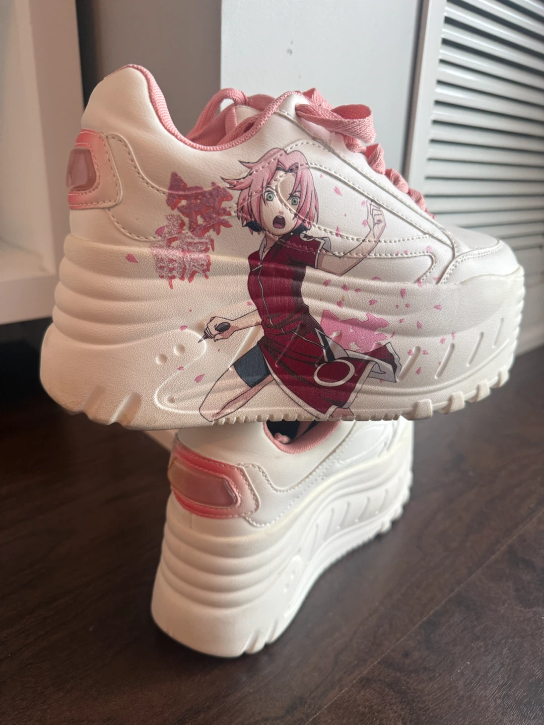 Bershka Sakura Platform Sneakers Size 37 NARUTO
