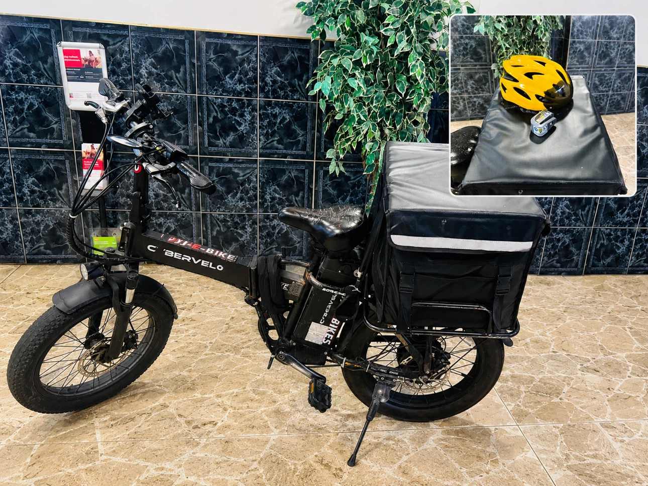 CYBERVELO Folding Electric Bike with Delivery Bag