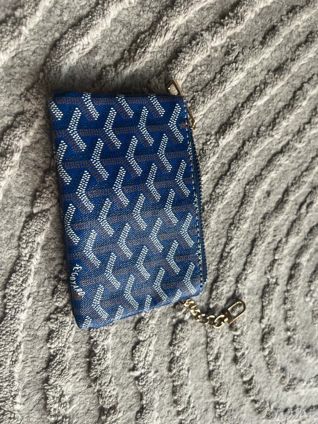 Blue Monogram Coin Pouch with Chain