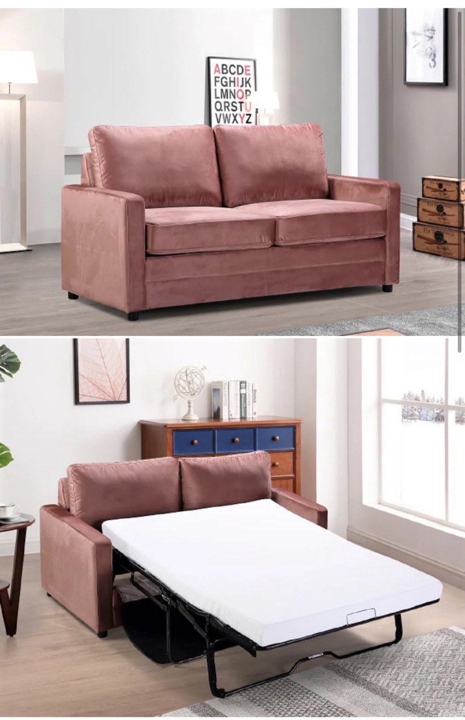 Pink Velvet Sleeper Sofa Bed