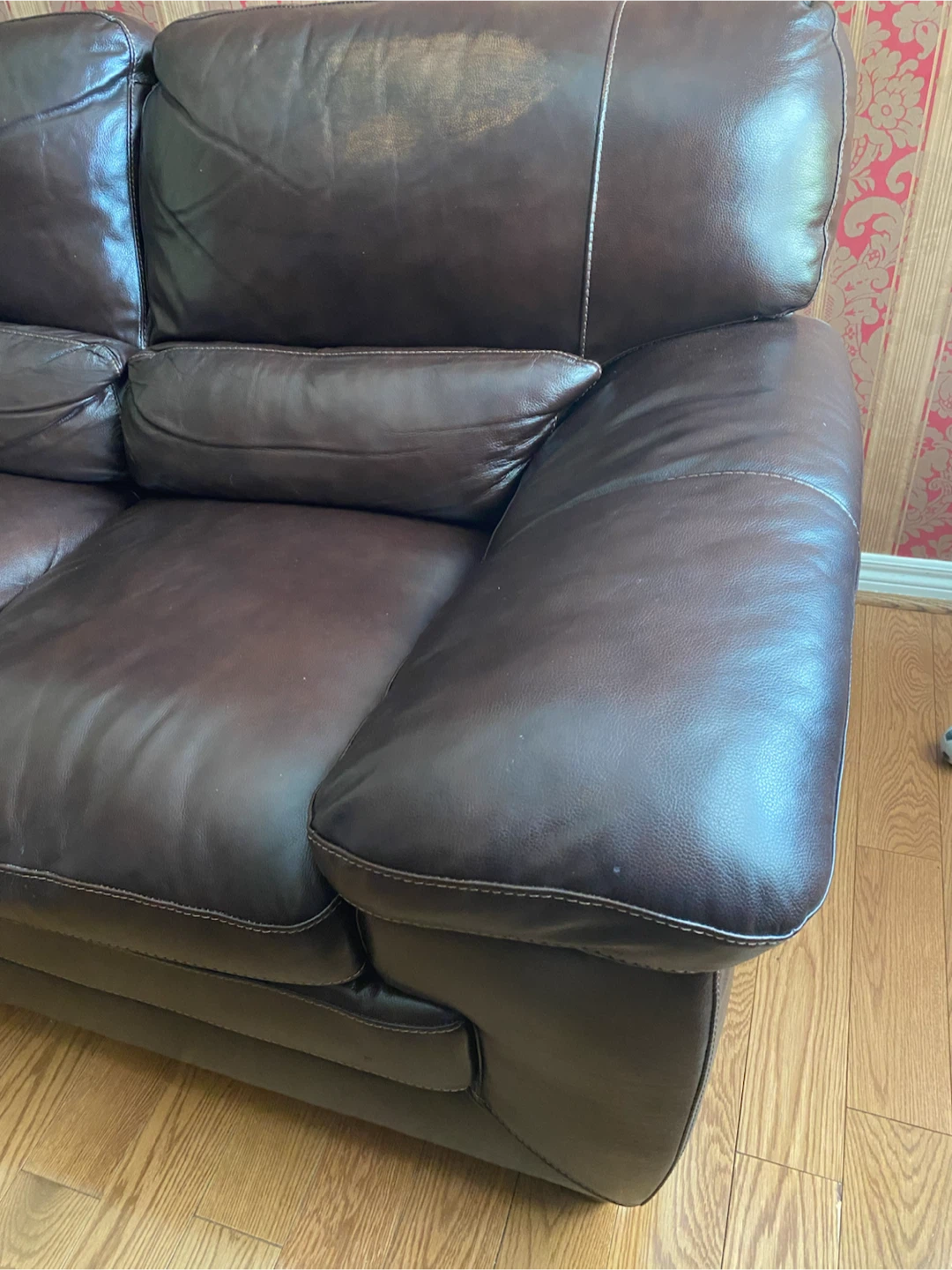 Dark Brown Leather Loveseat - photo 3