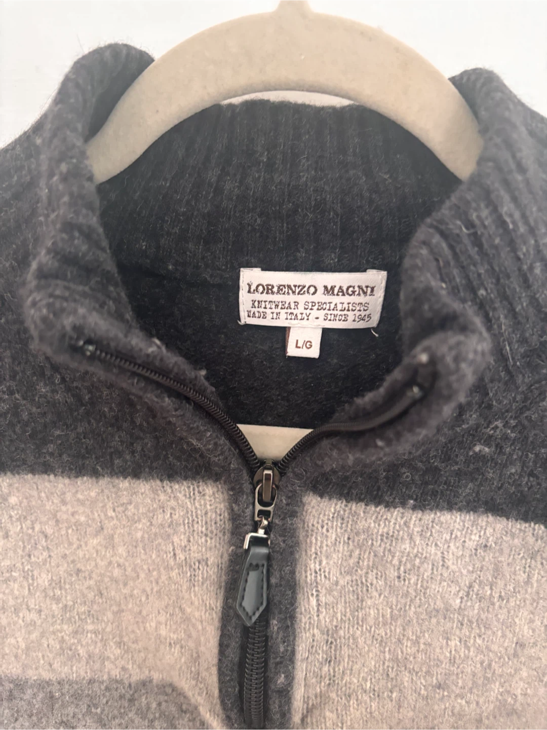 Lorenzo Magni Men's Striped 1/4 Zip Sweater L/G - photo 2