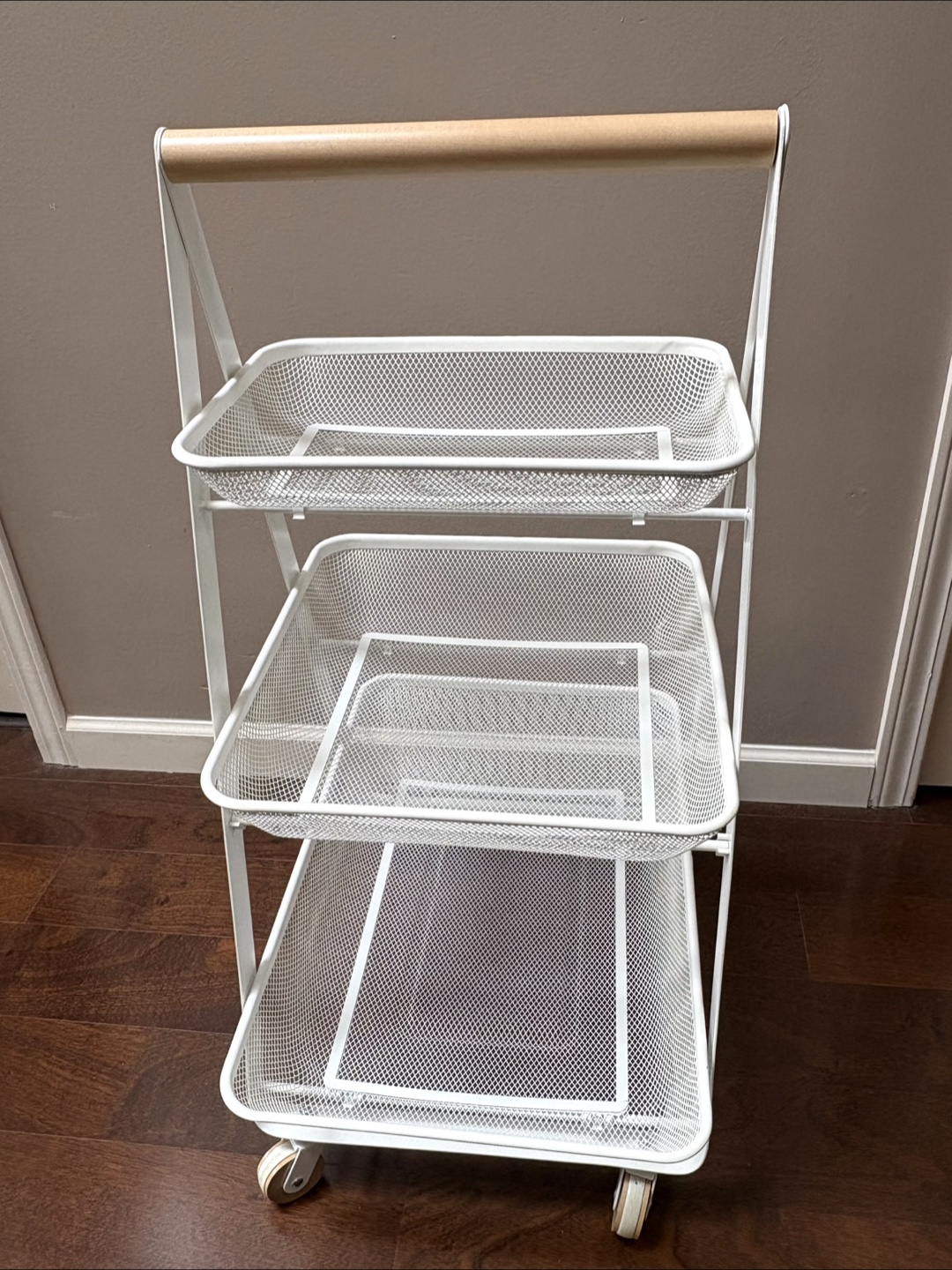 Boxsweden 3 Tier Mesh Storage Trolley With Wheels And Handle - photo 3