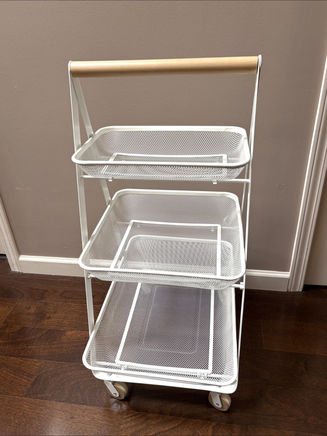 Boxsweden 3 Tier Mesh Storage Trolley With Wheels And Handle - photo 2