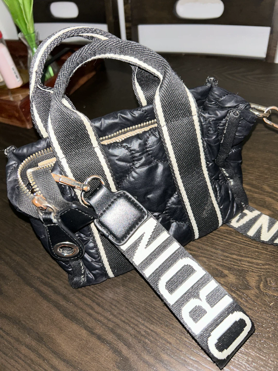 Black Puffer Mini Tote Bag