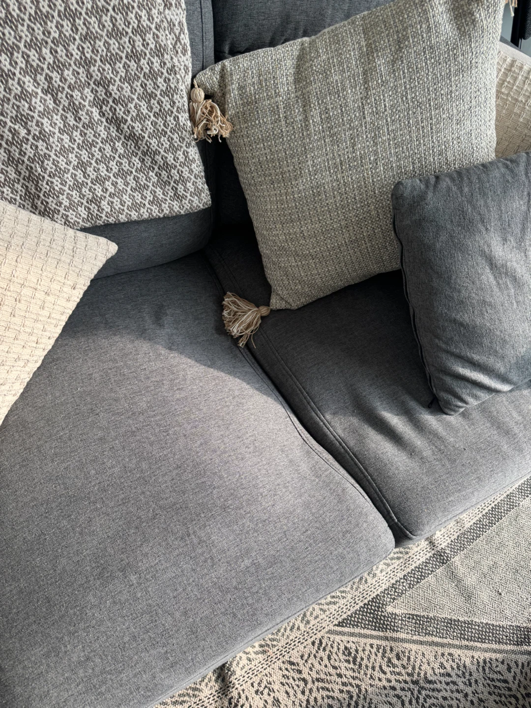 Grey Sectional Couch with 2 Pillows & Built-In Storage - photo 4