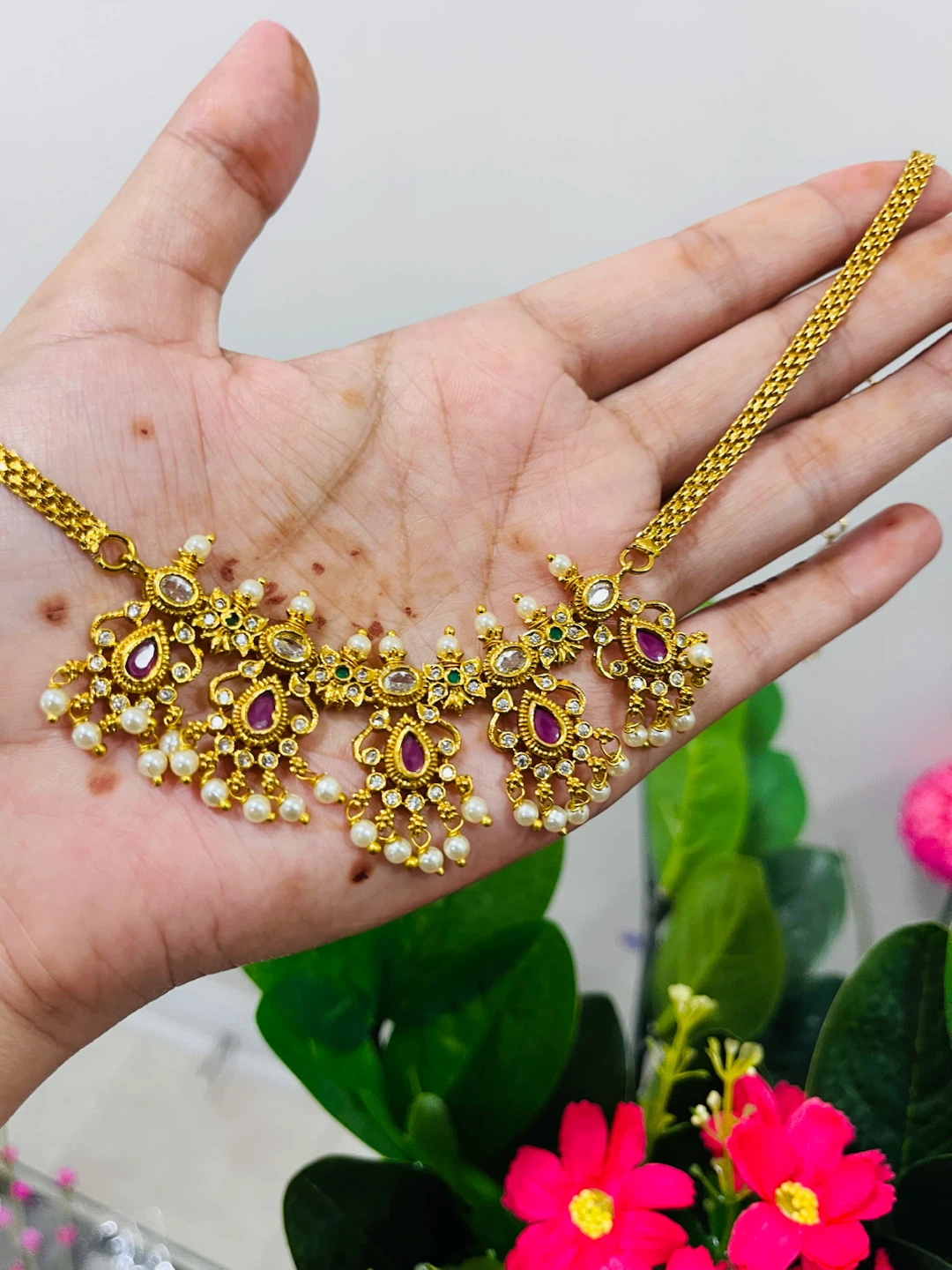Gold Tone Necklace and Earring Set with Colorful Stones - photo 3