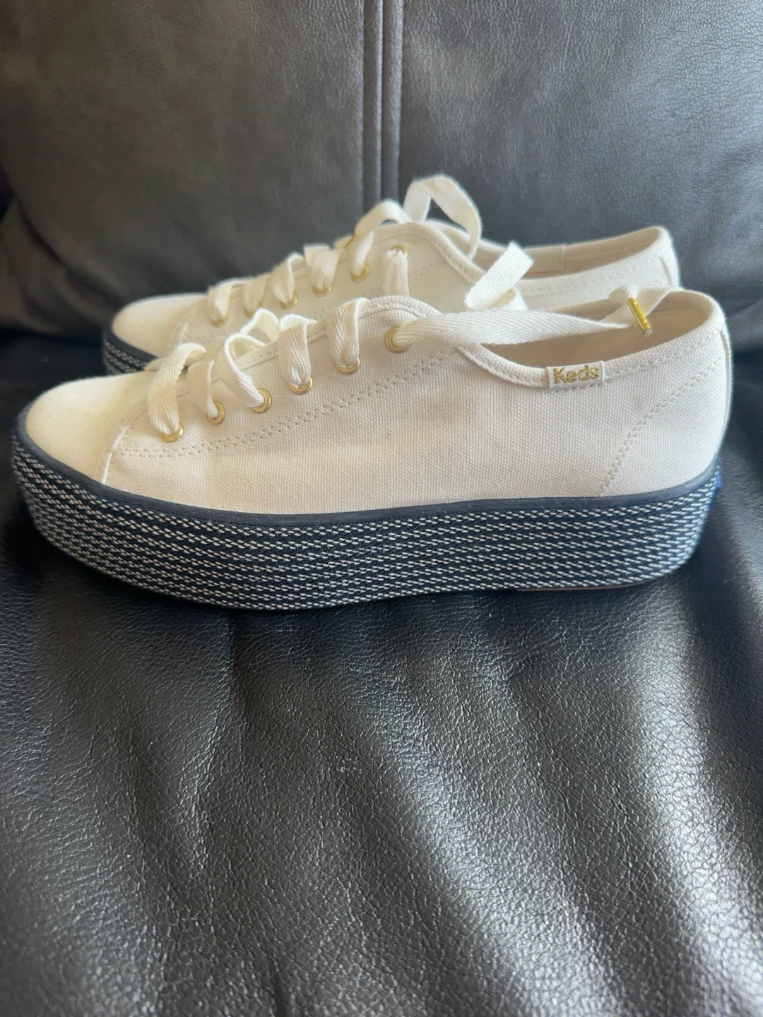 Keds Cream Canvas Platform Sneakers