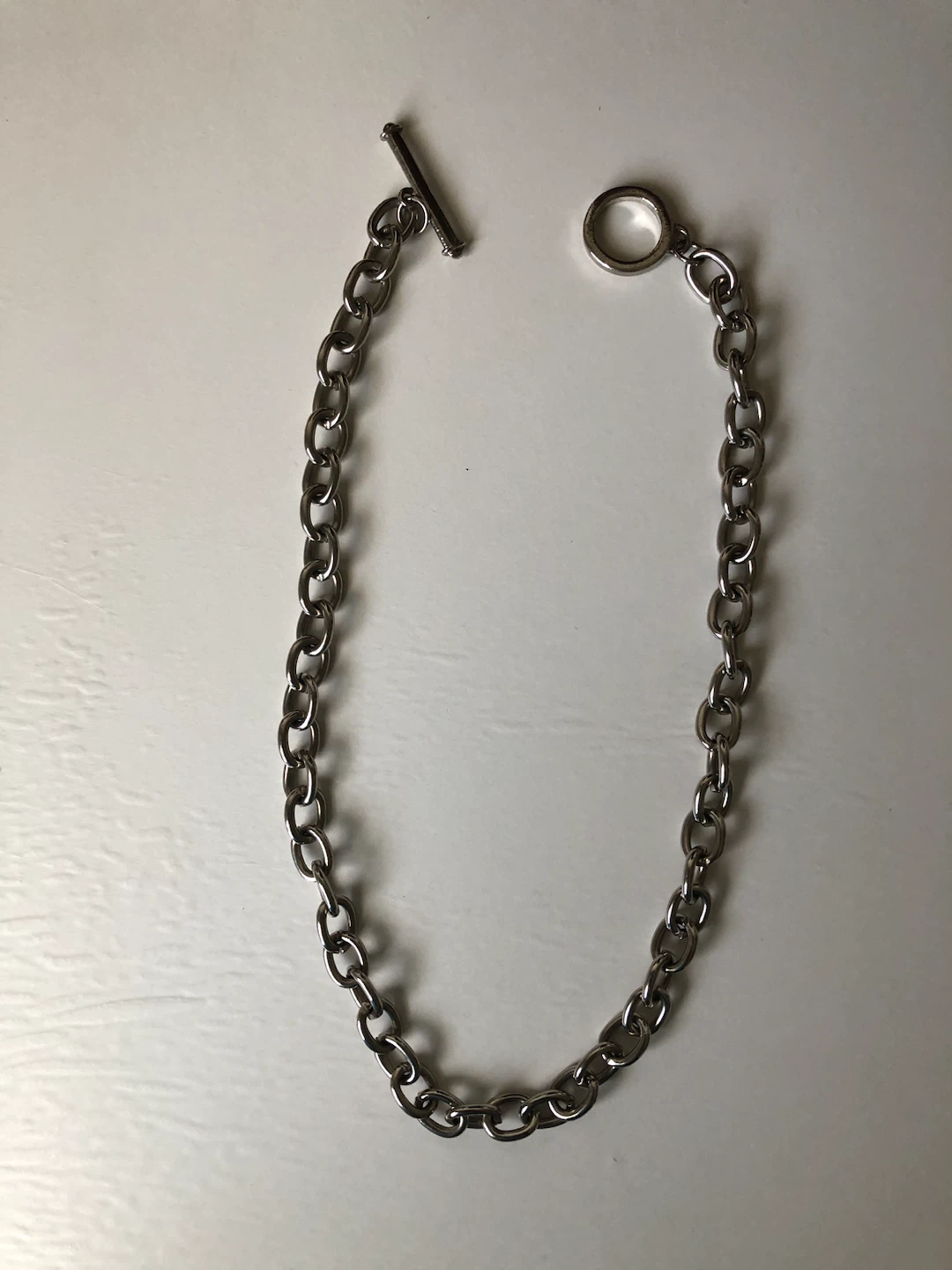 Silver Chain Necklace with Toggle Clasp