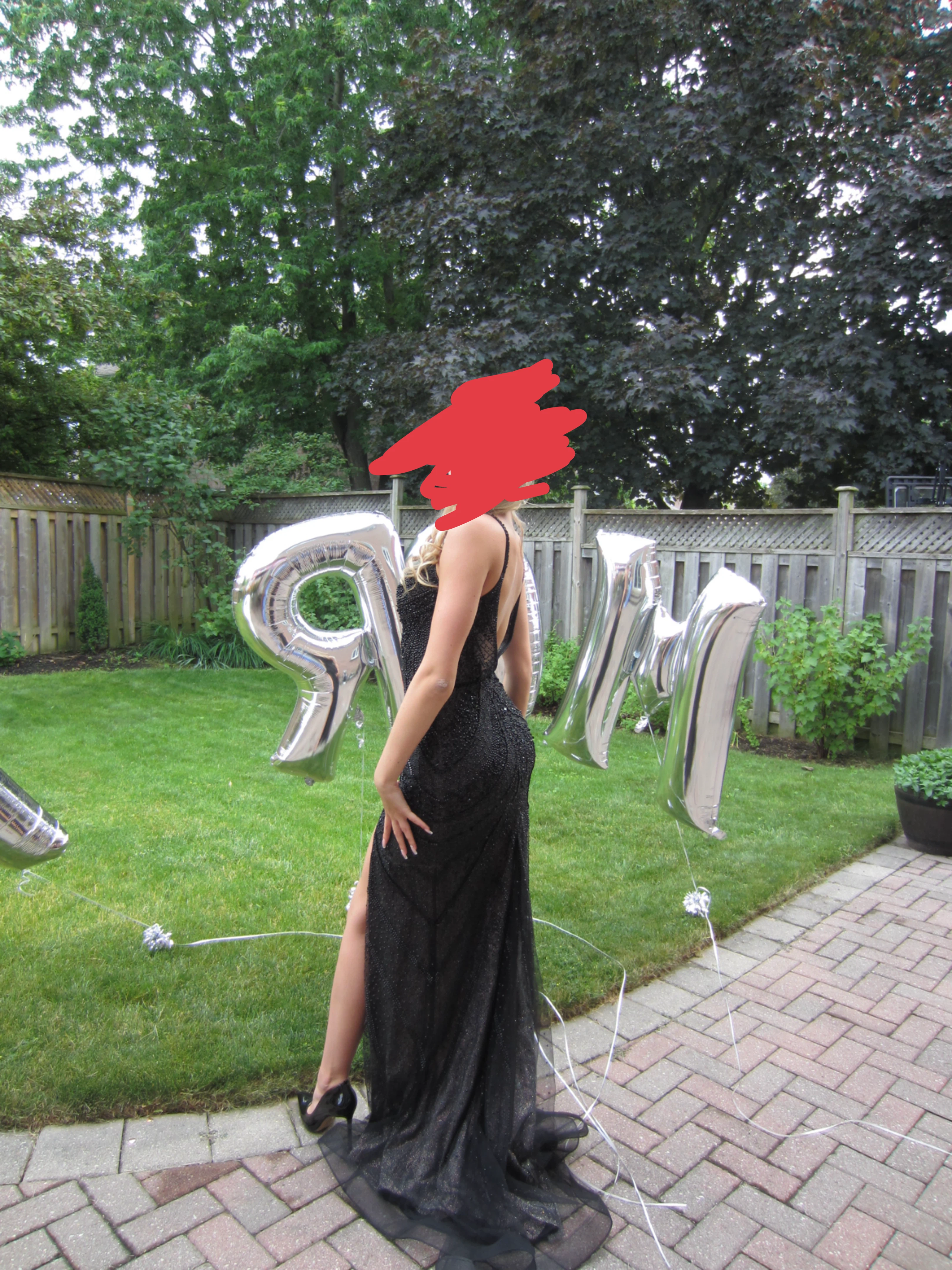 Black Sparkly Prom Dress with Slit - photo 3