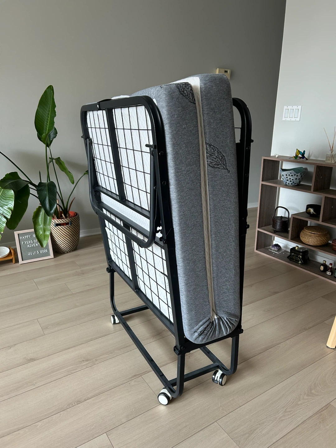 Folding Twin Bed Frame with Memory Form Mattress
