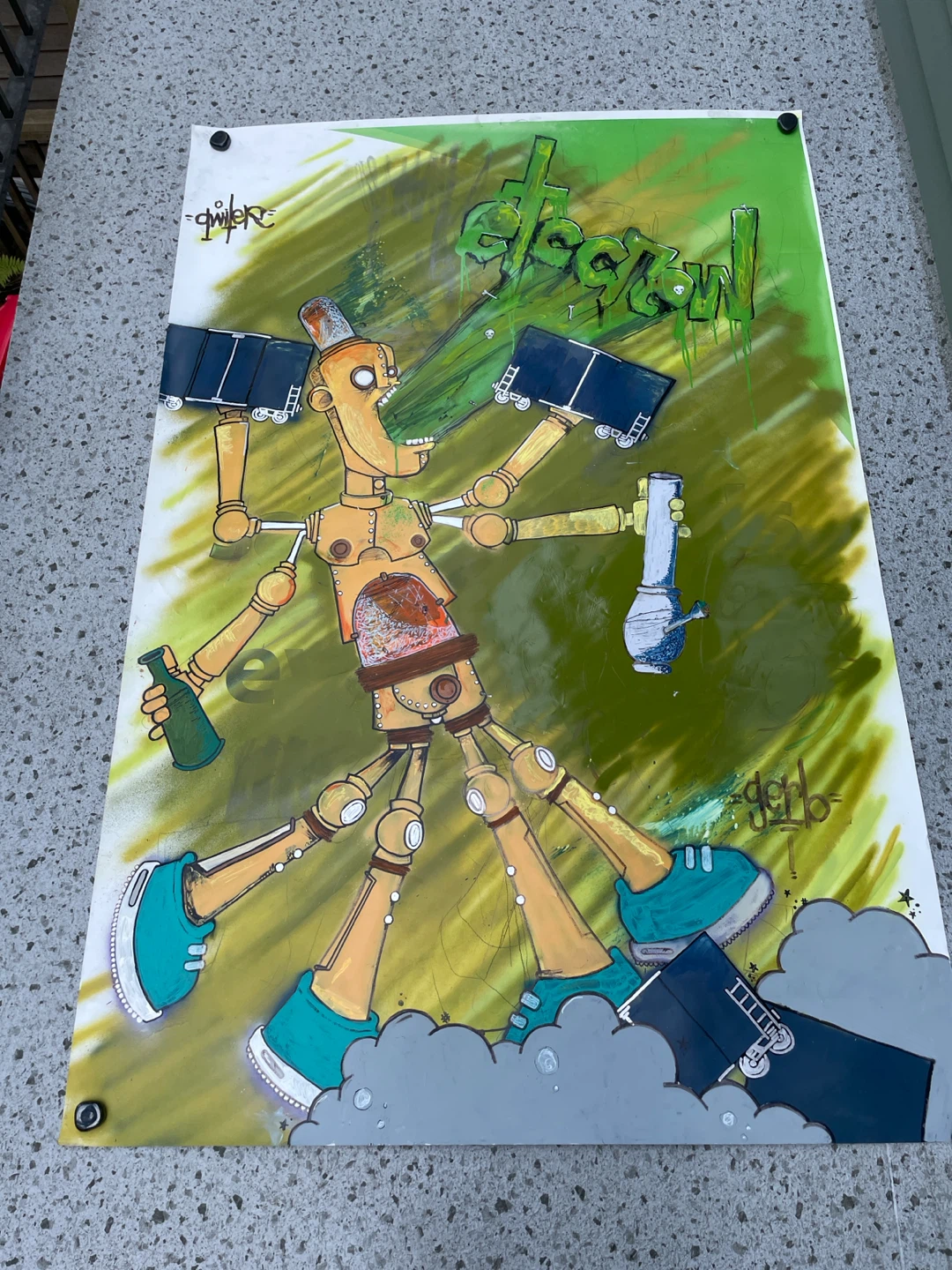 Robot Graffiti Painting Pop Surrealism Lowbrow - photo 2