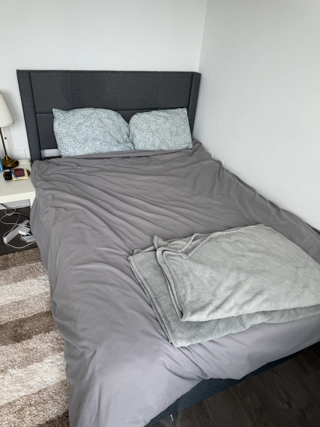 Grey Upholstered Bed (with Mattress, Duvet & Pillows) - photo 2