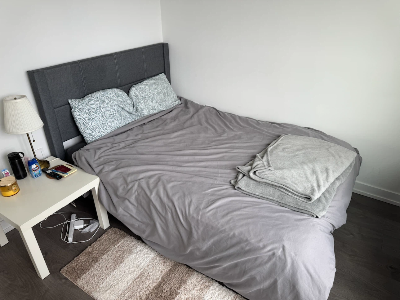 Grey Upholstered Bed (with Mattress, Duvet & Pillows) - photo 3