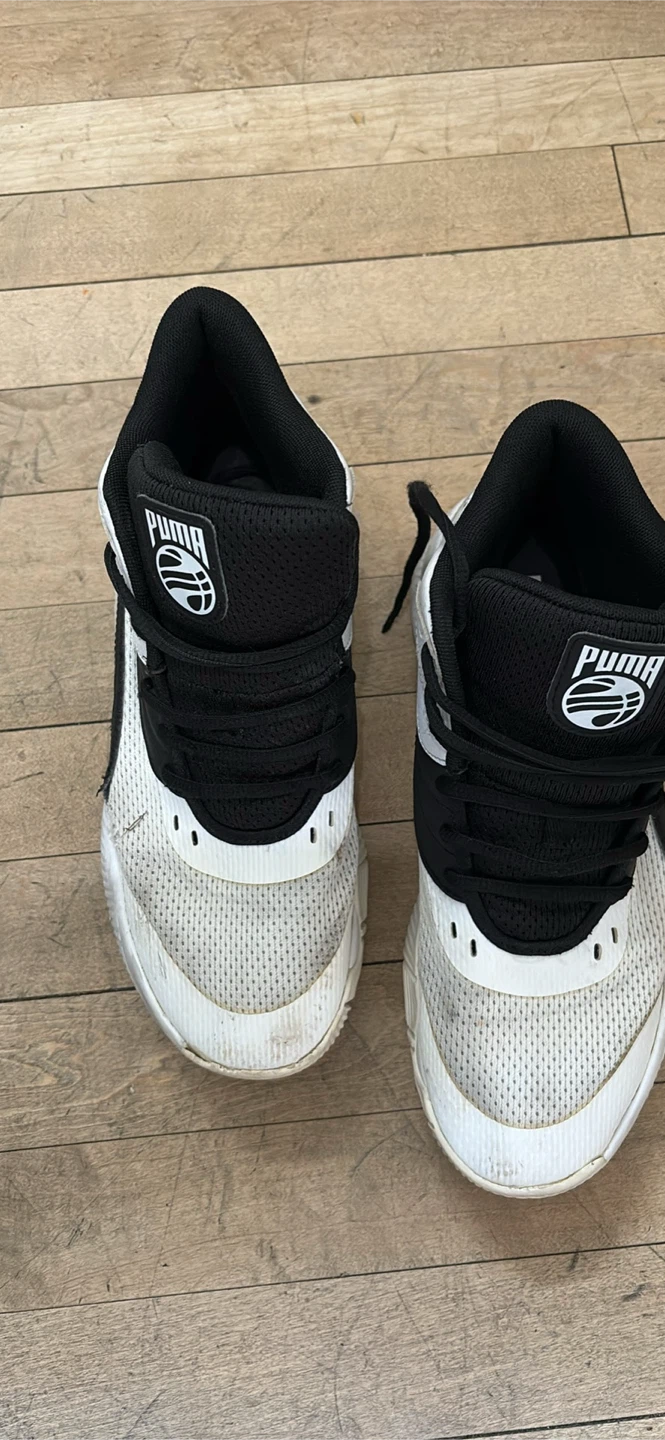Puma White and Black High-Top Basketball Shoes - photo 2