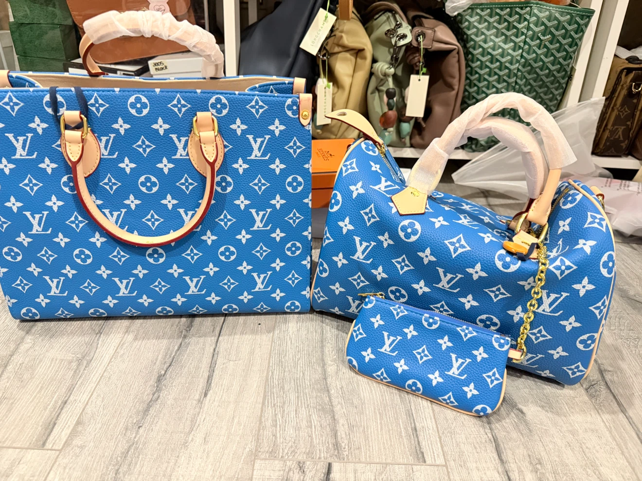 Louis Vuitton Monogram Speedy Bag and Tote Set - Blue