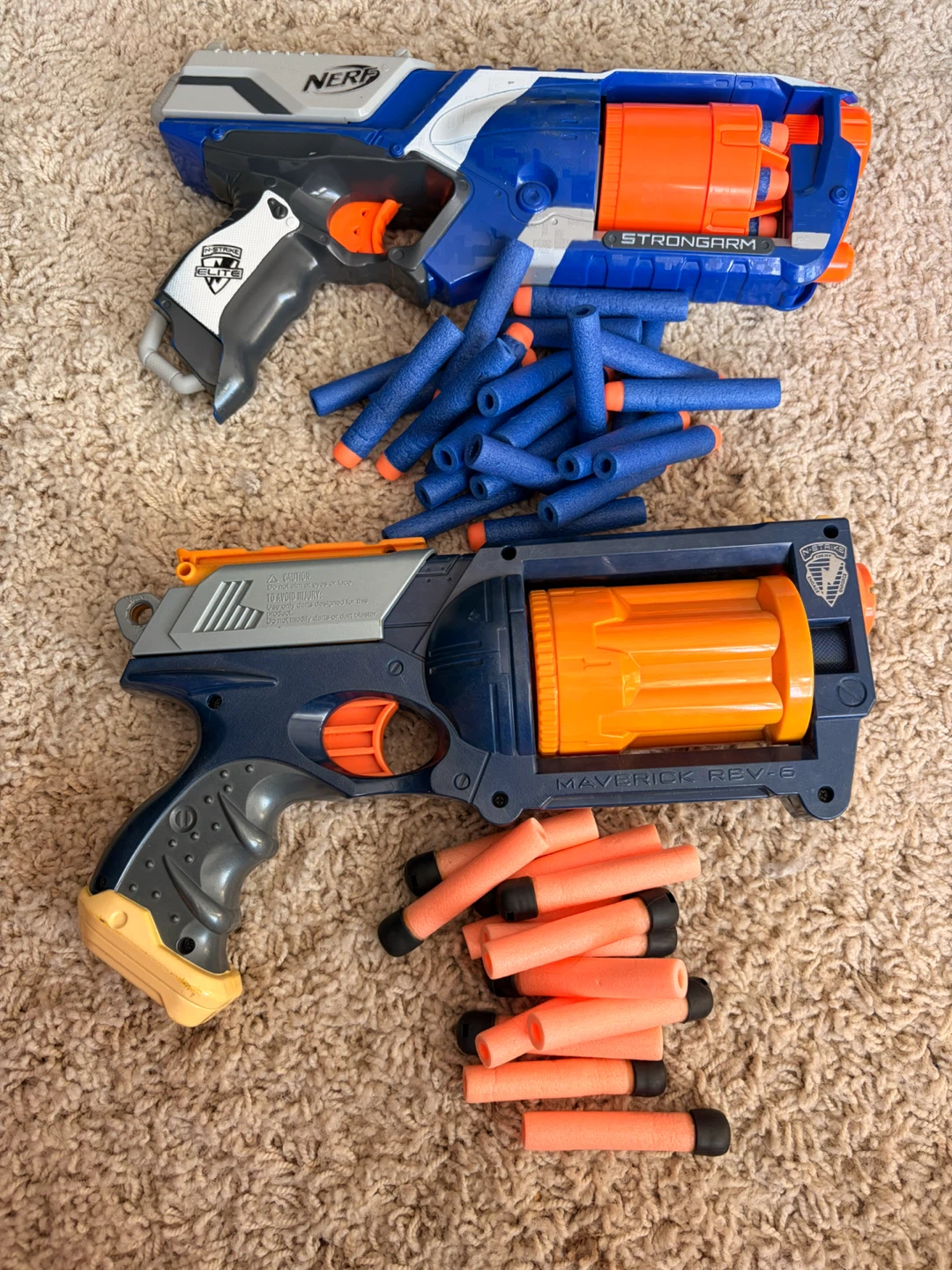 Nerf Strongarm & Maverick Rev-6 Blasters with Darts