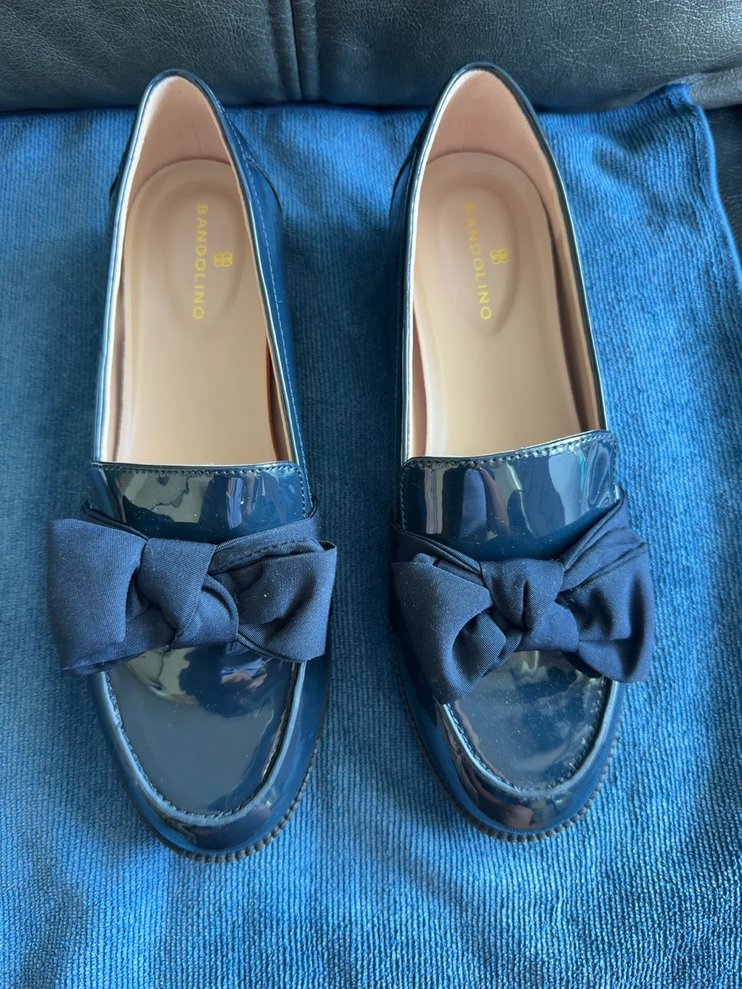 Bandolino Patent Bow Loafers - Navy