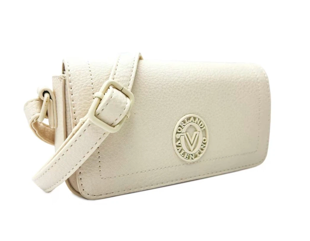 Orlandi Valentino Cream Pebble Grain Crossbody Bag