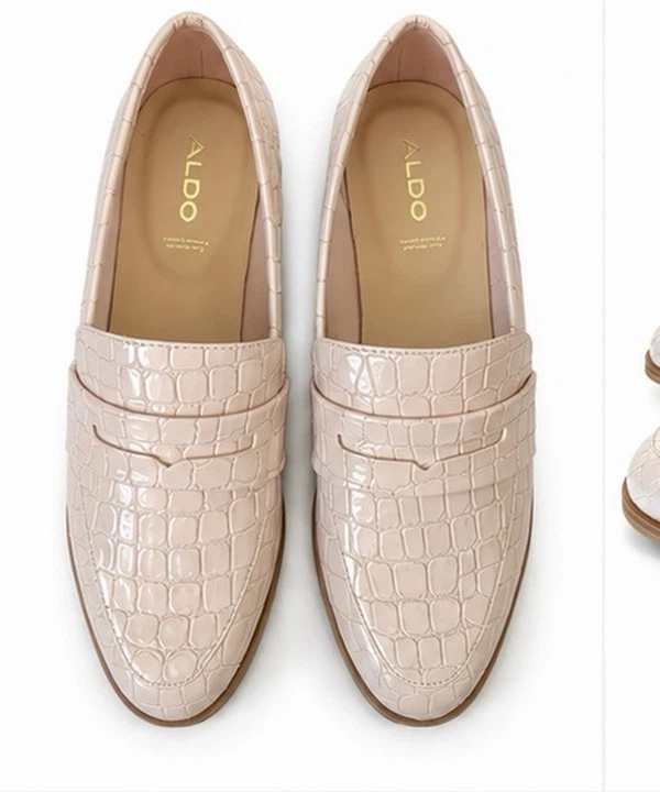 ALDO Women's Loafers - Beige Patent Croc Size 7 - photo 5