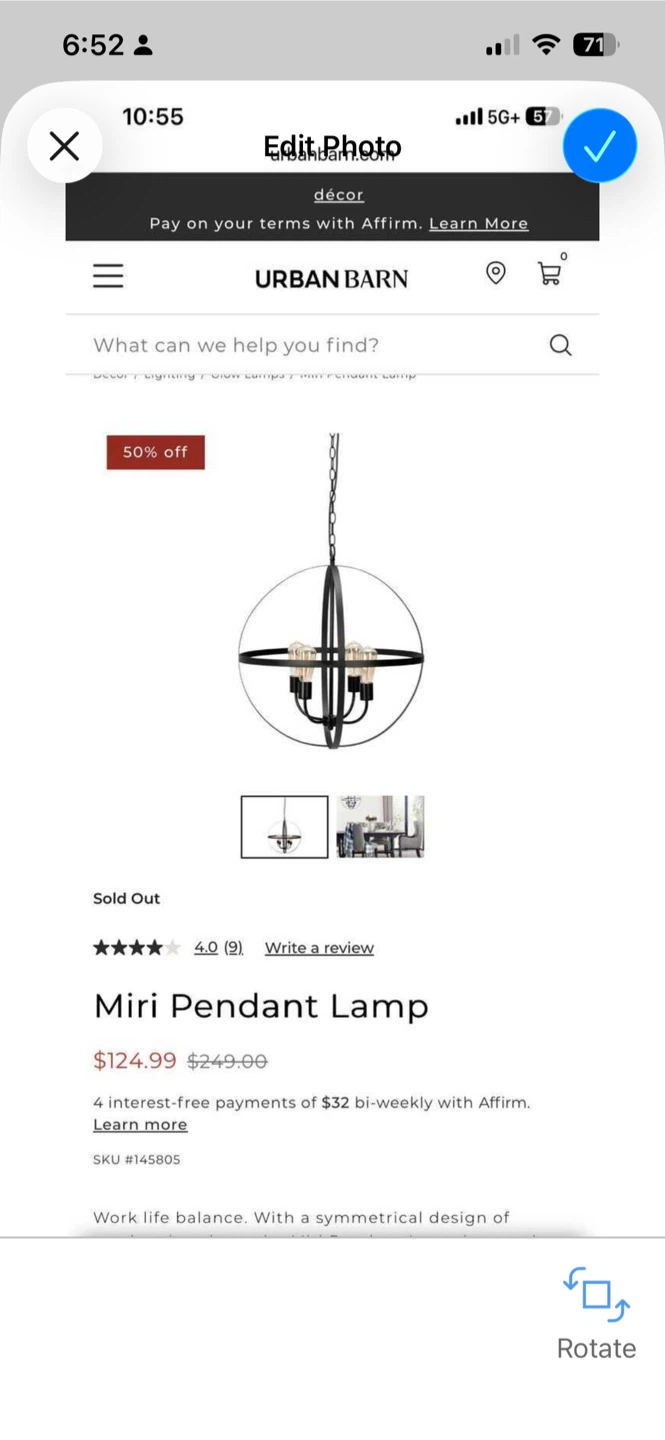 Urban Barn Miri Pendant Lamp