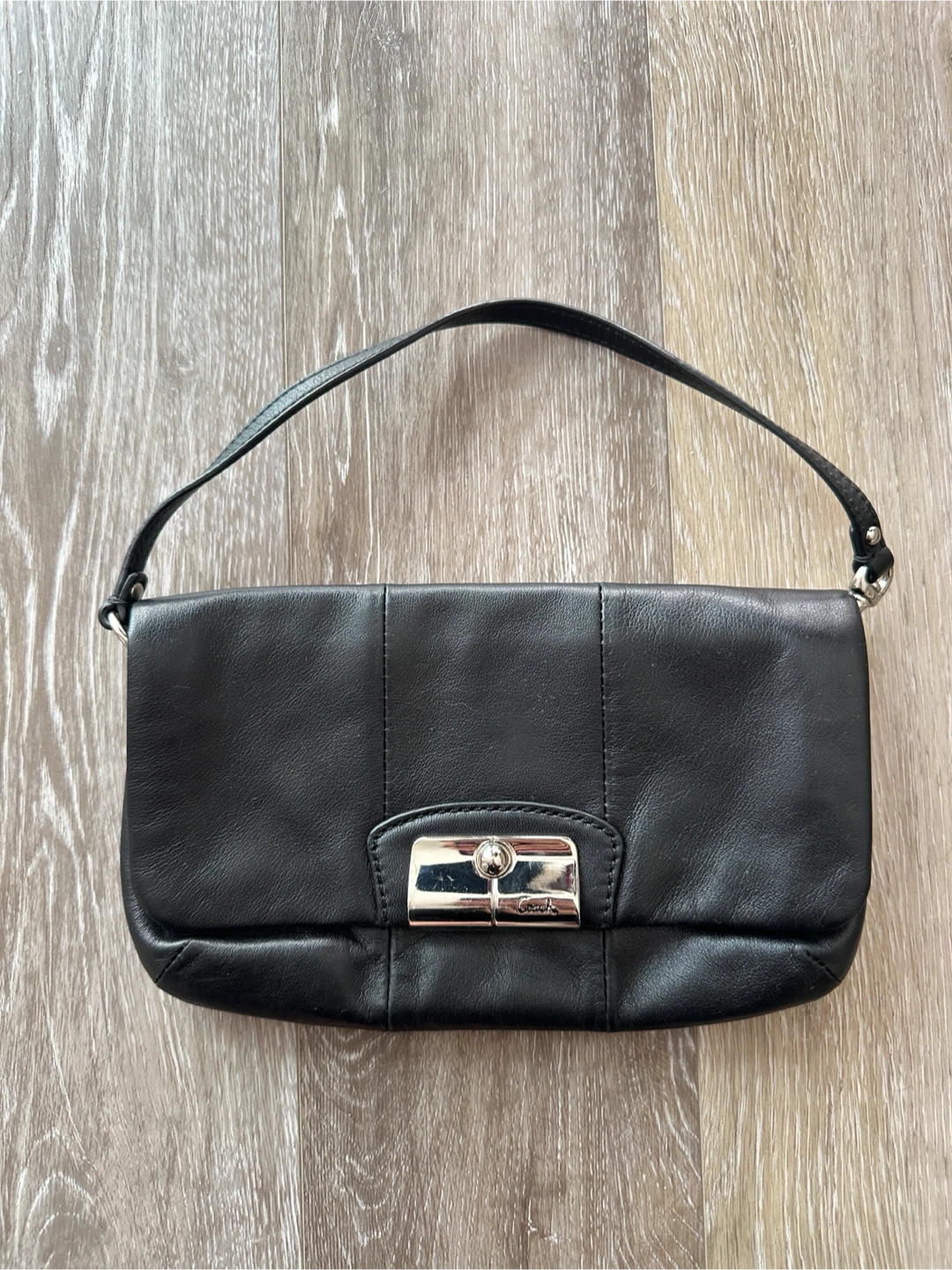 Vintage Coach Kristin Black Leather Clutch Purse