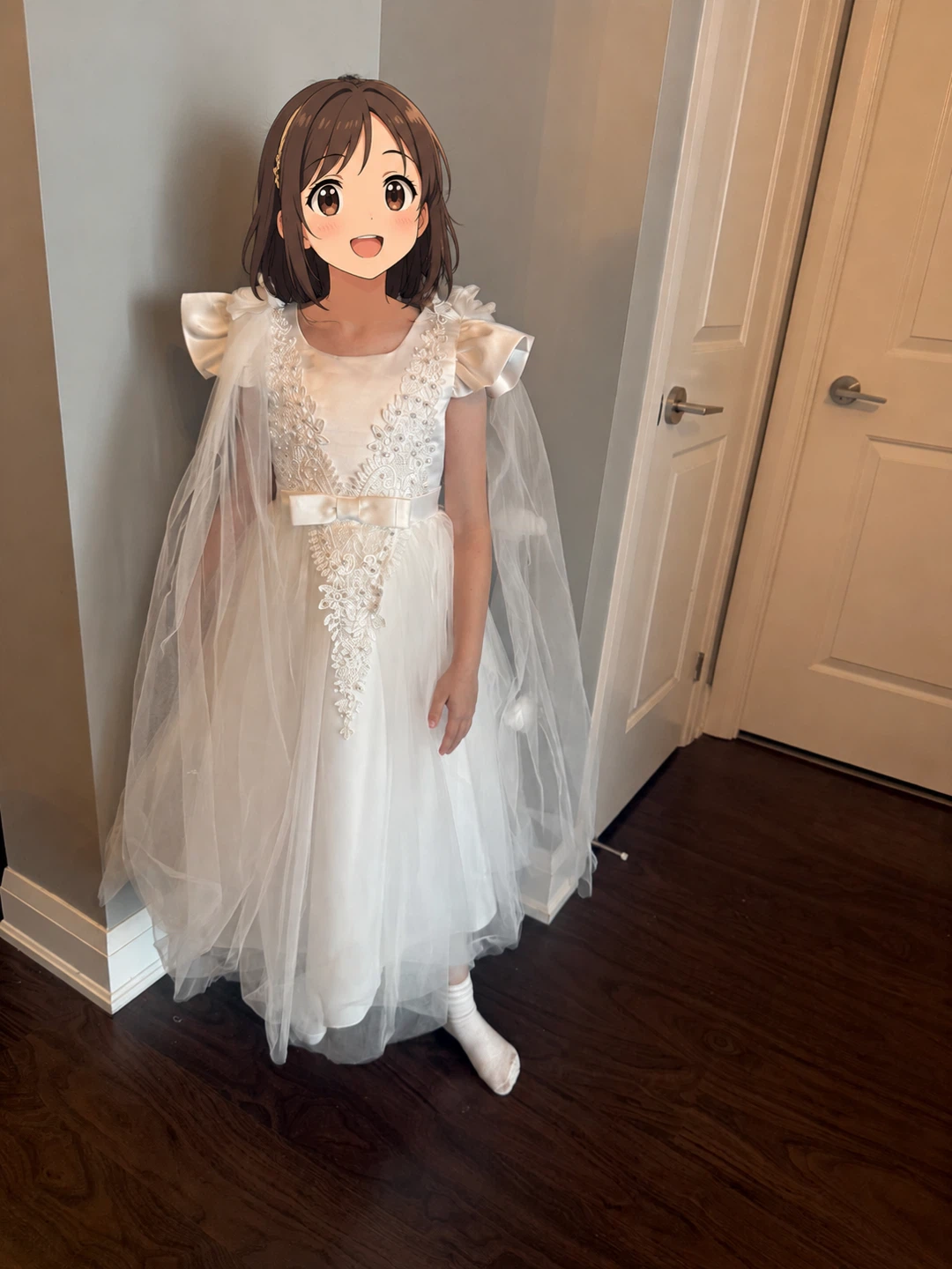 White Flower Girl Dress Size 130 - photo 3