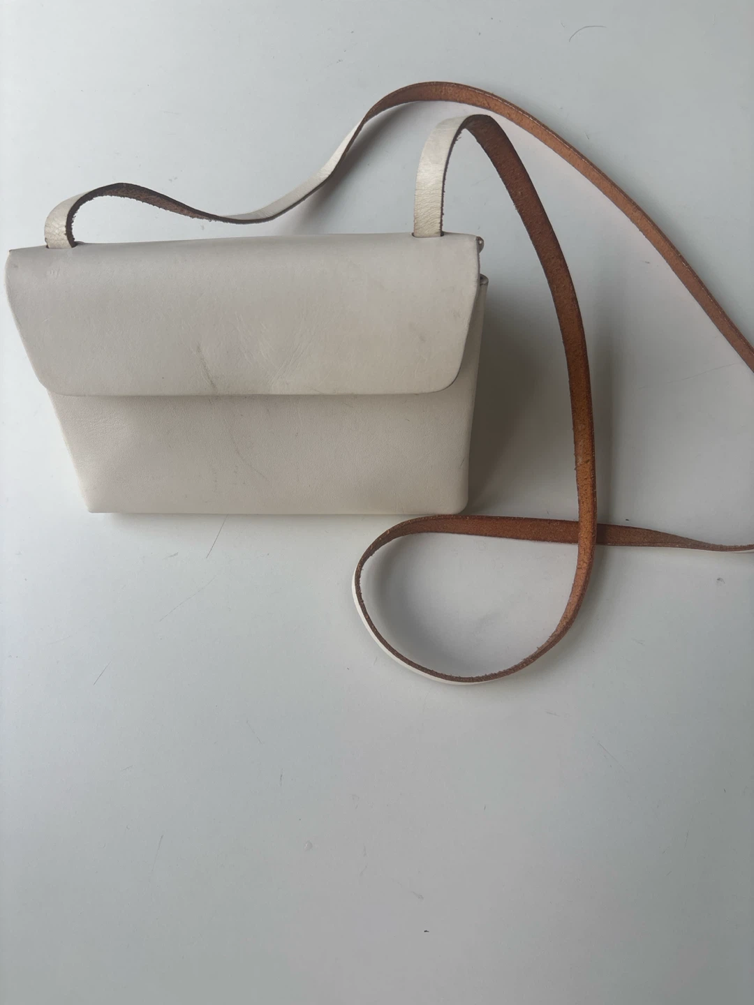 COS Cream Leather Crossbody Bag