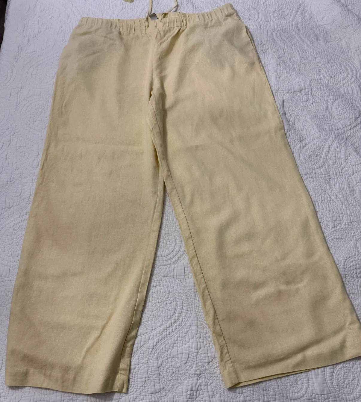 Joie Pastel Yellow Wide Leg Linen Blend Pants - photo 2