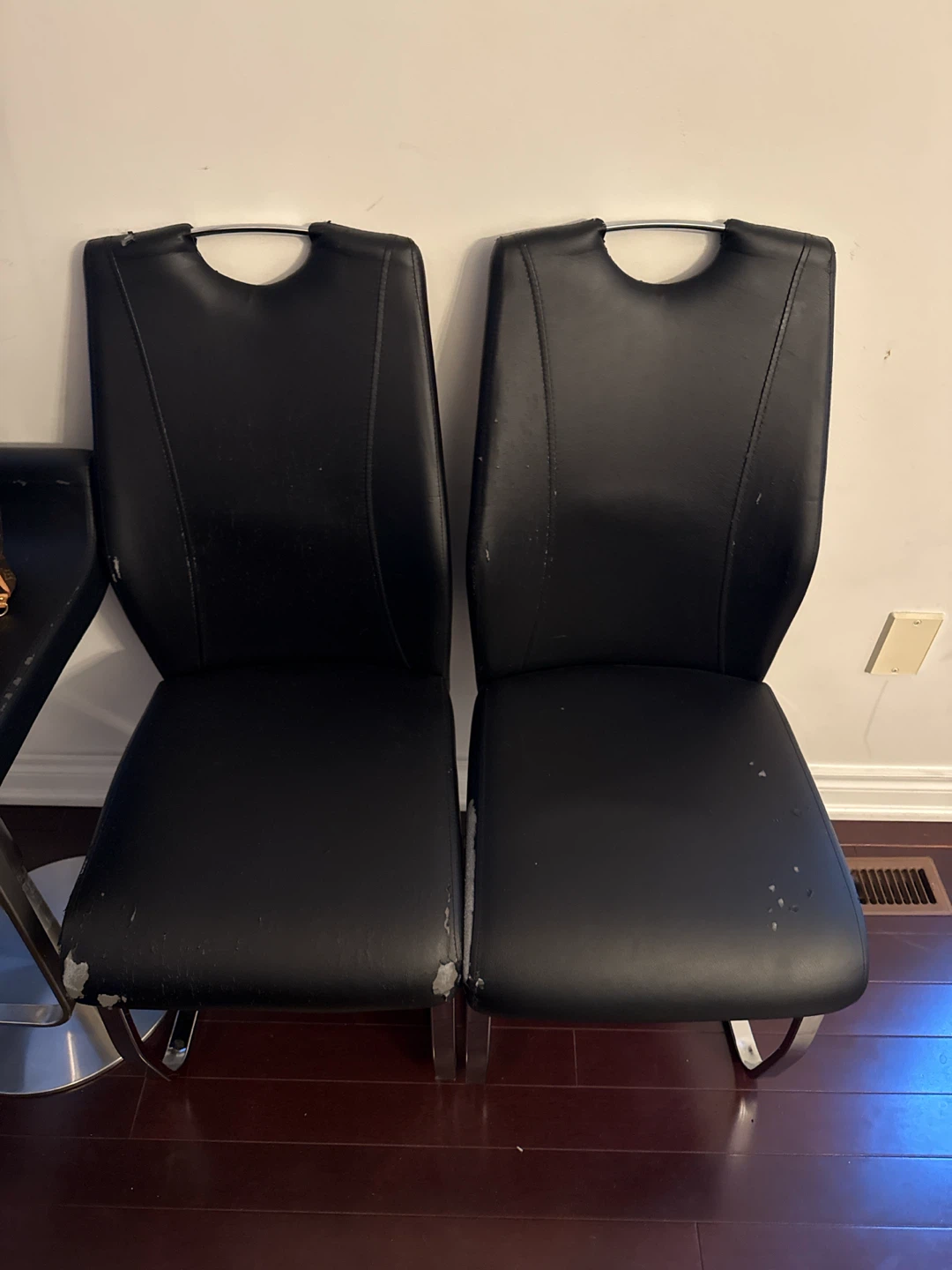 Set of 2 Black Faux Leather Dining Chairs