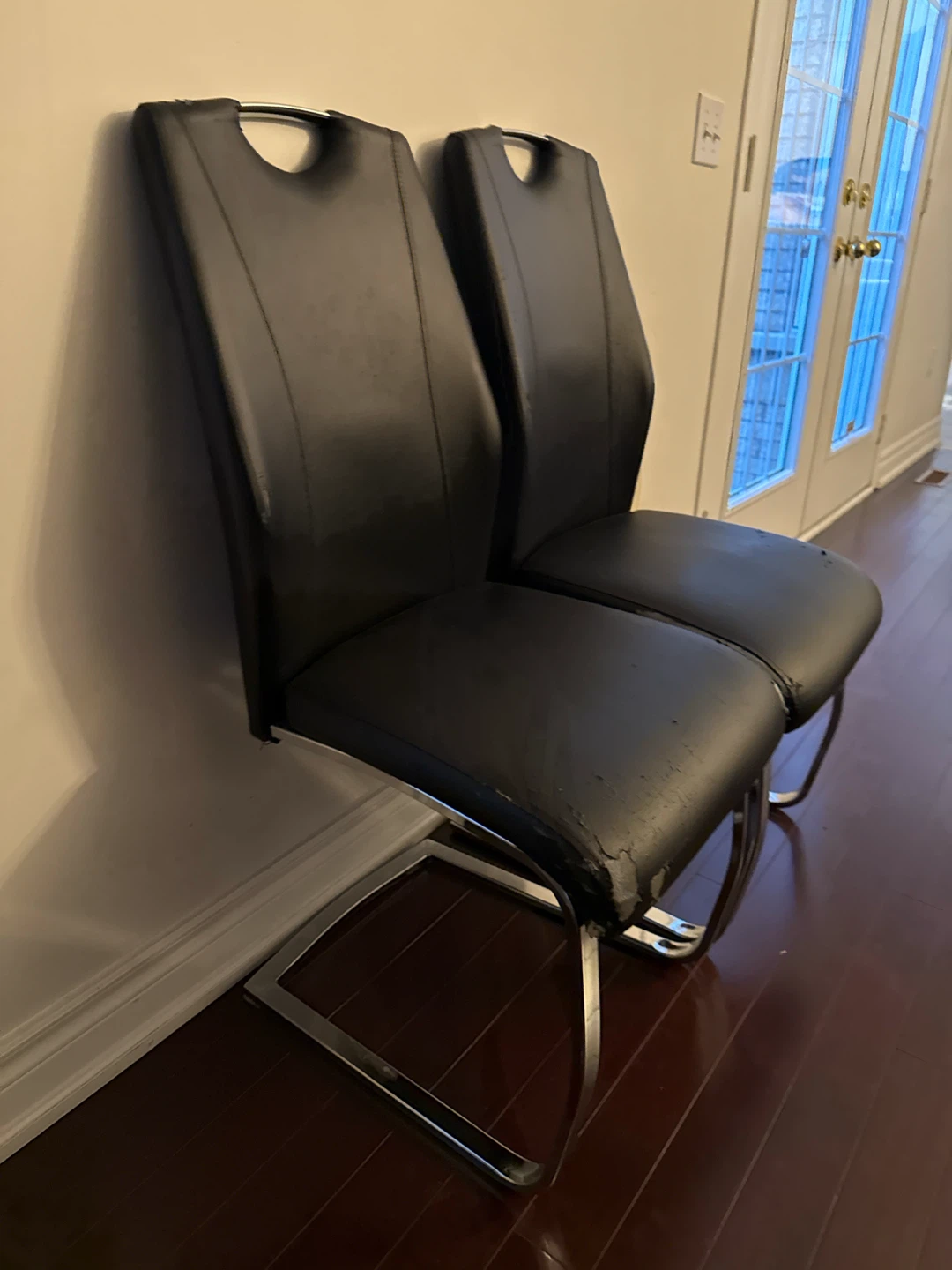 Set of 2 Black Faux Leather Dining Chairs - photo 2