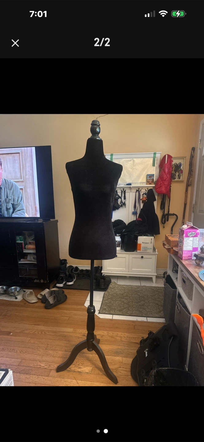 Black Dress Form Mannequin with Wooden Base - photo 2