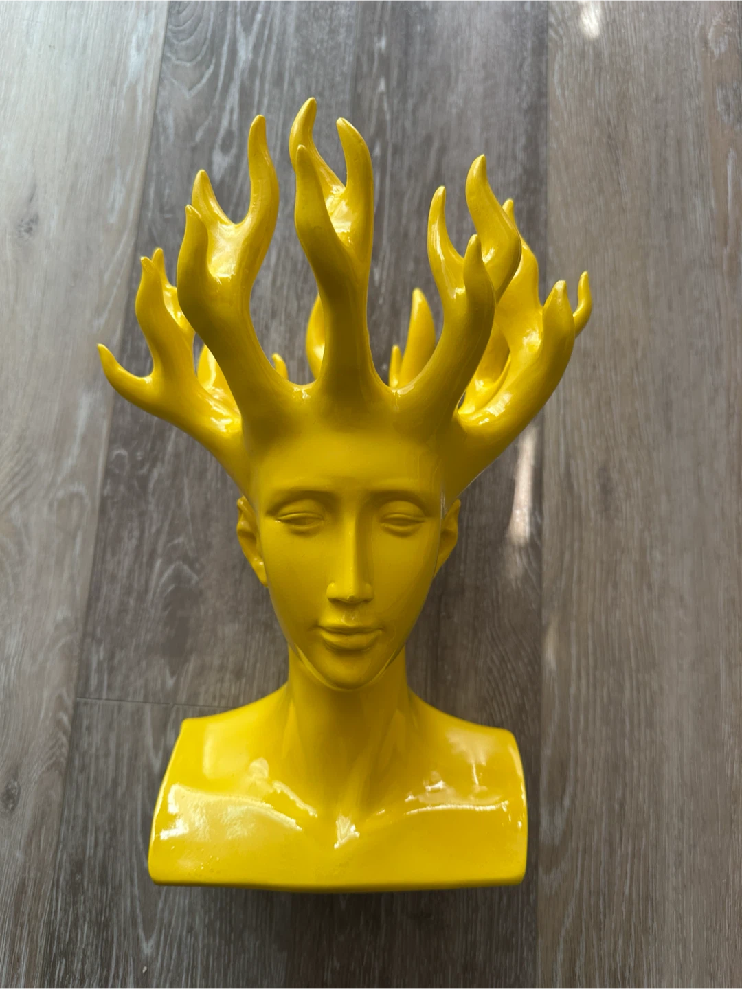 Unique and Unusual Yellow Ceramic Head Vase