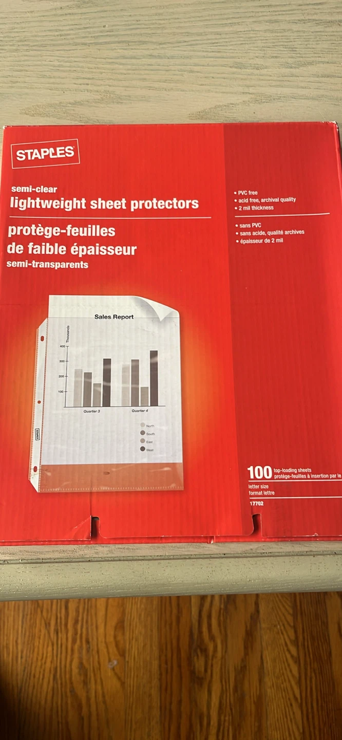 Staples Semi-Clear Lightweight Sheet Protectors - 100 Pack