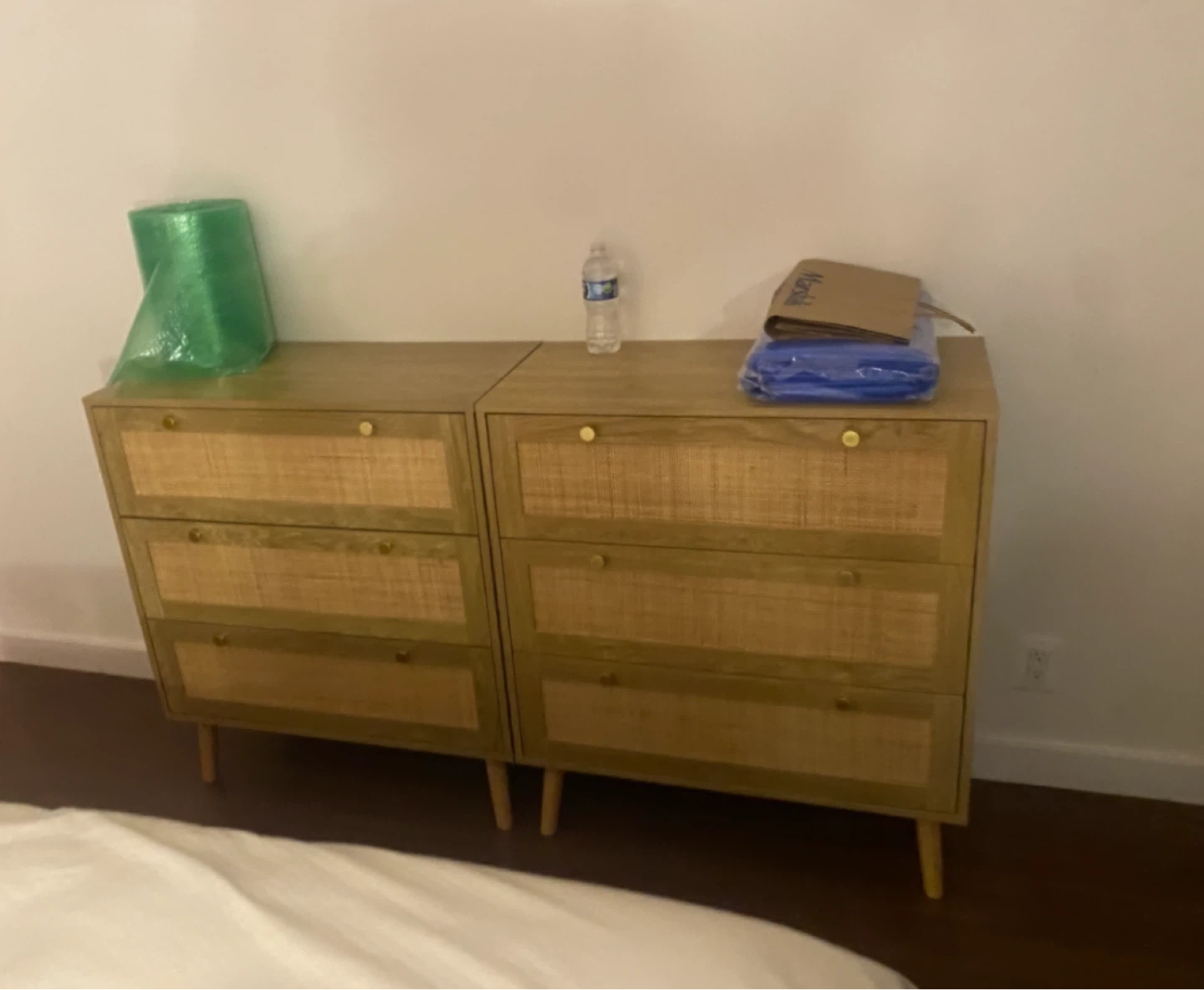 Wood Rattan 3 Drawer Dresser 31.5”W - moving sale - photo 3