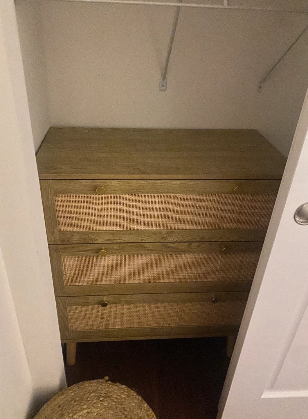 Wood Rattan 3 Drawer Dresser 31.5”W - moving sale - photo 4