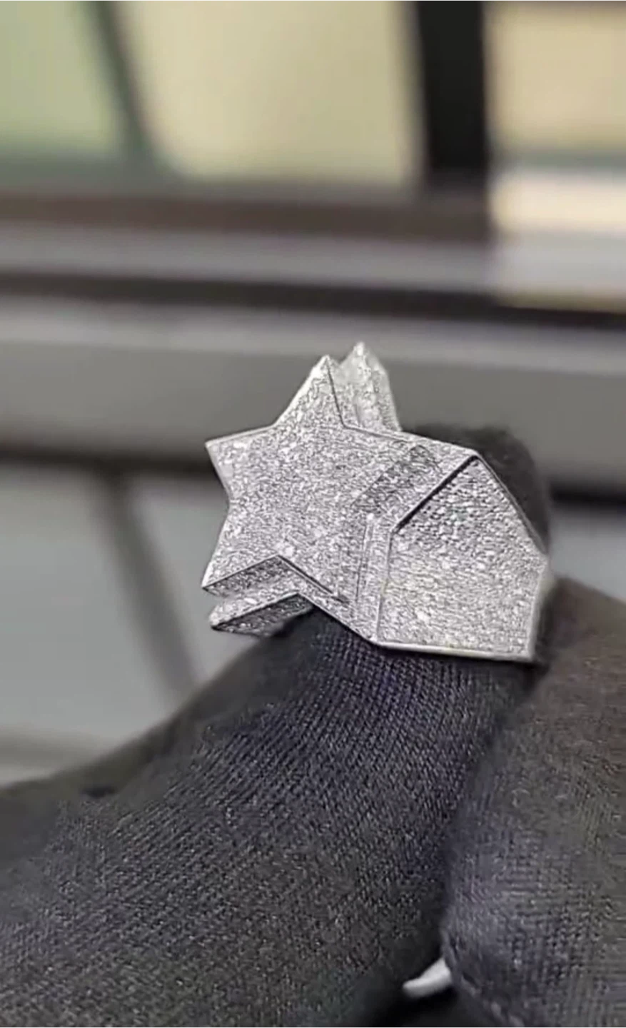 ⭐ 925 Sterling Silver Star Ring | 2.30 CT SI Natural Diamonds