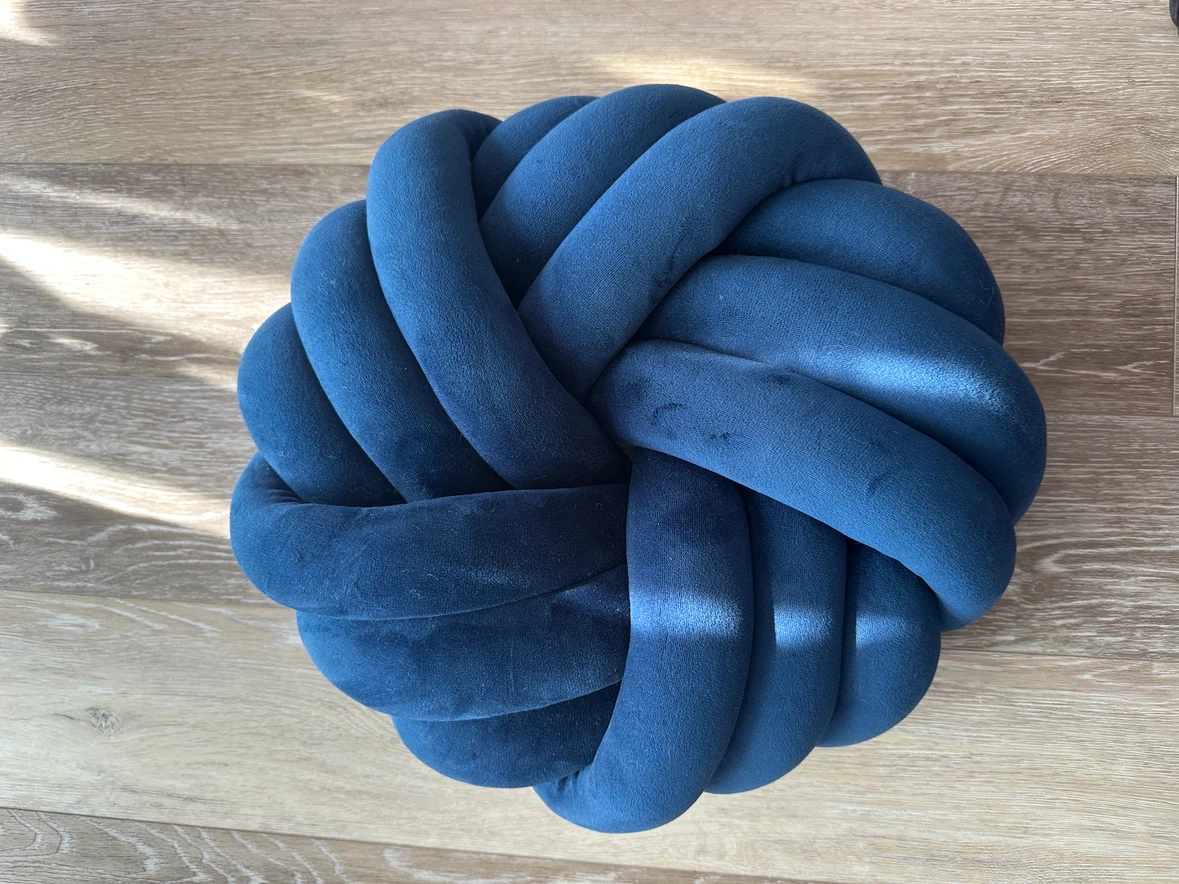 Blue Velvet Knot Pillow